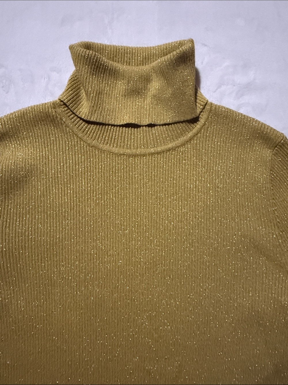Lauren Ralph Lauren Gold shimmery Turtleneck ribbed knit long sleeve top - Picture 4 of 8